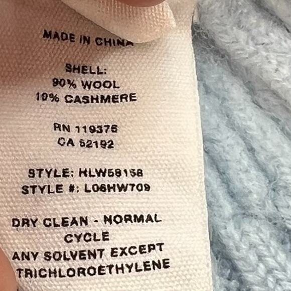 Helmut Lang‎ Sweater Wool Cashmere V-Neck Ribbed Baby Blue Size Medium - Picture 10 of 11